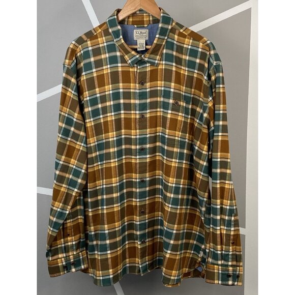 LL Bean Men's XXL REG BeanFlex All Season Flannel Shirt Traditional Fit Button - Picture 1 of 16